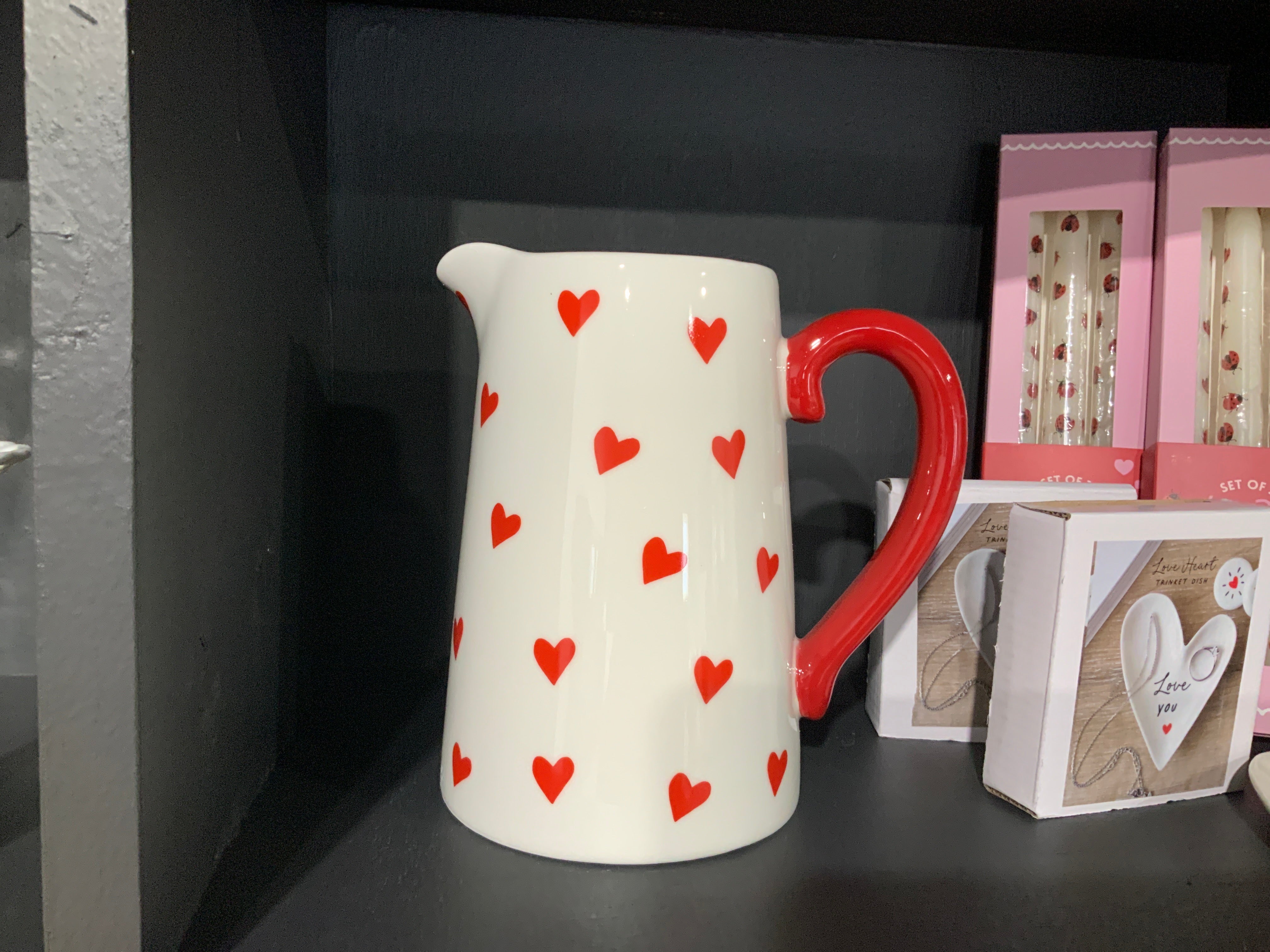 Heart Print Ceramic Pitcher