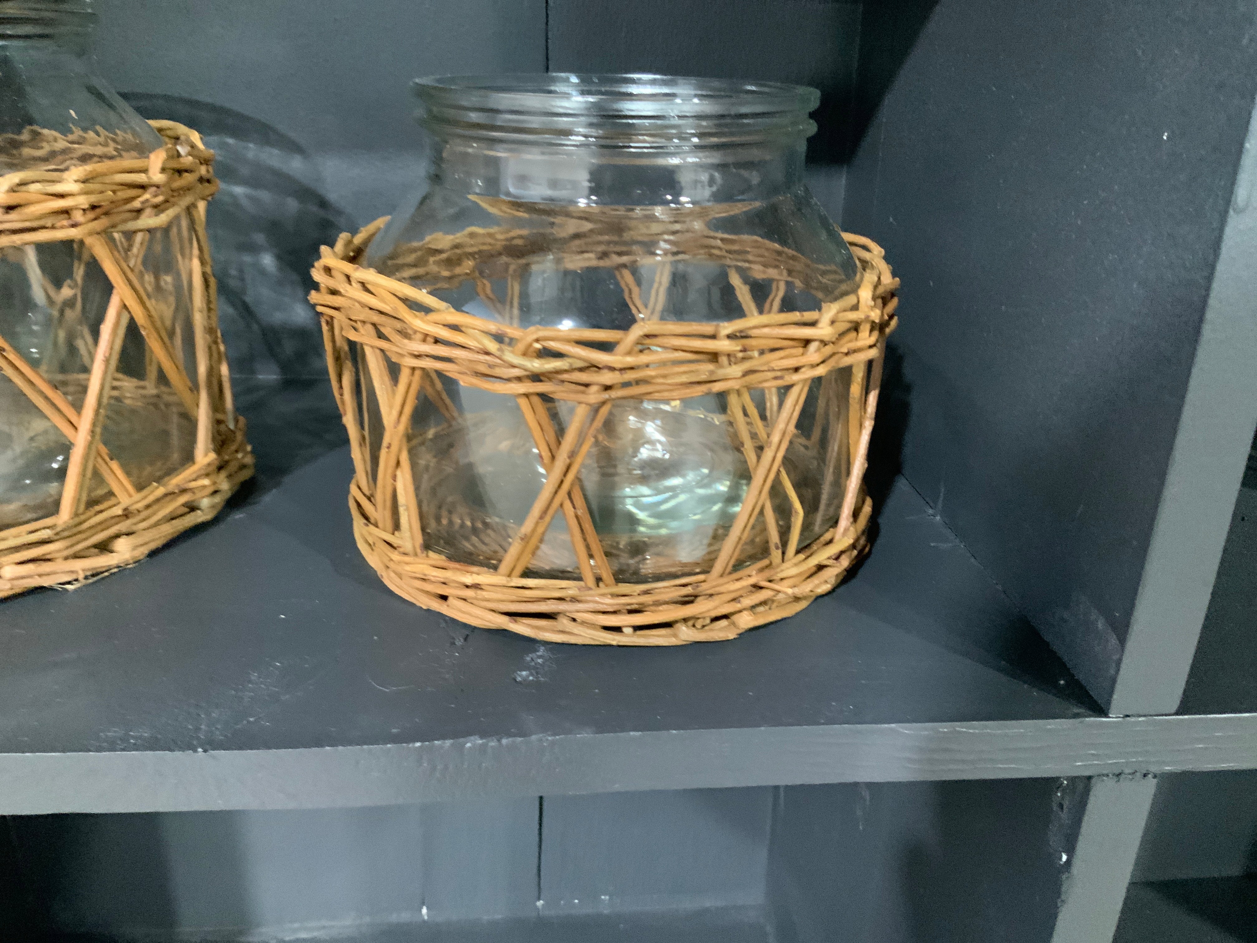 Glass and Woven Willow Canister- XXsmall