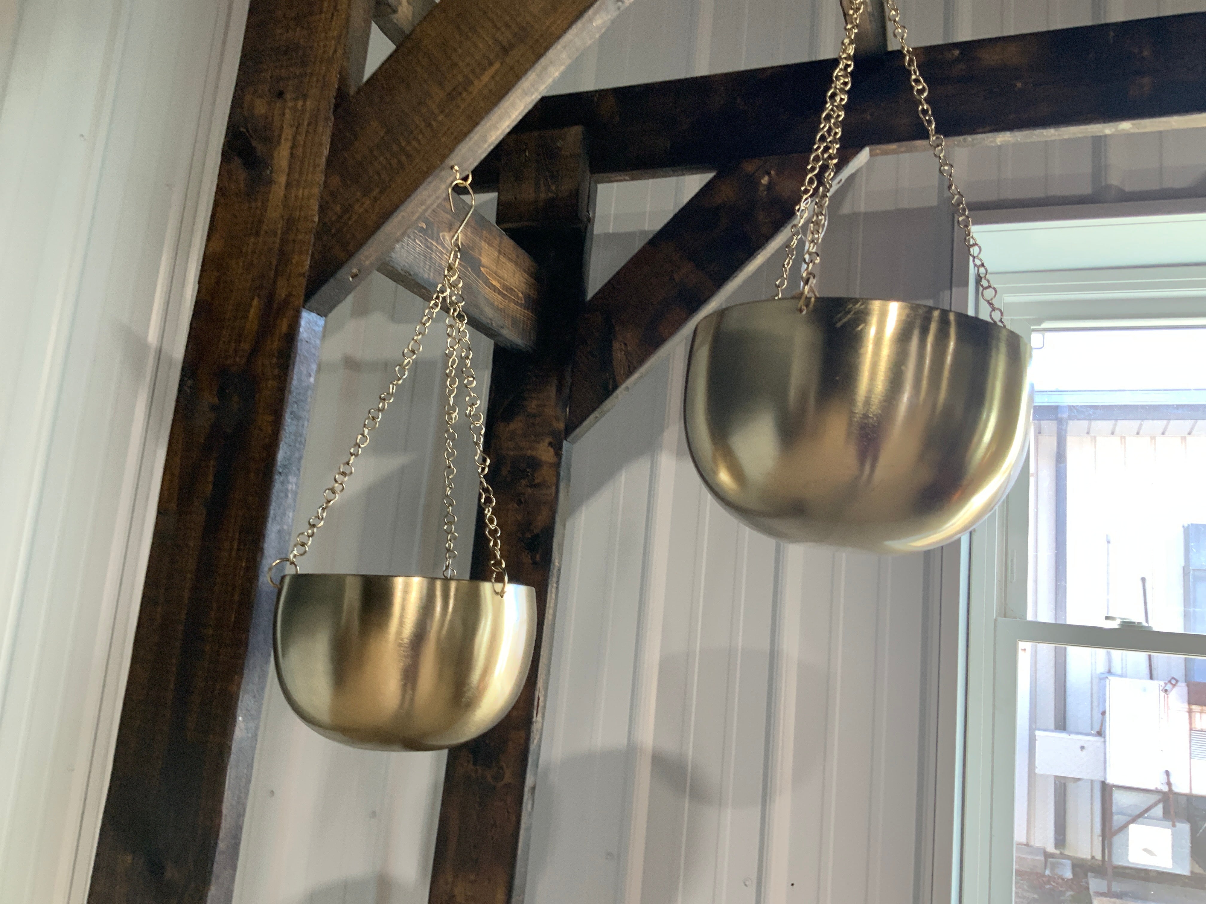 Gold Hanging Planter Large