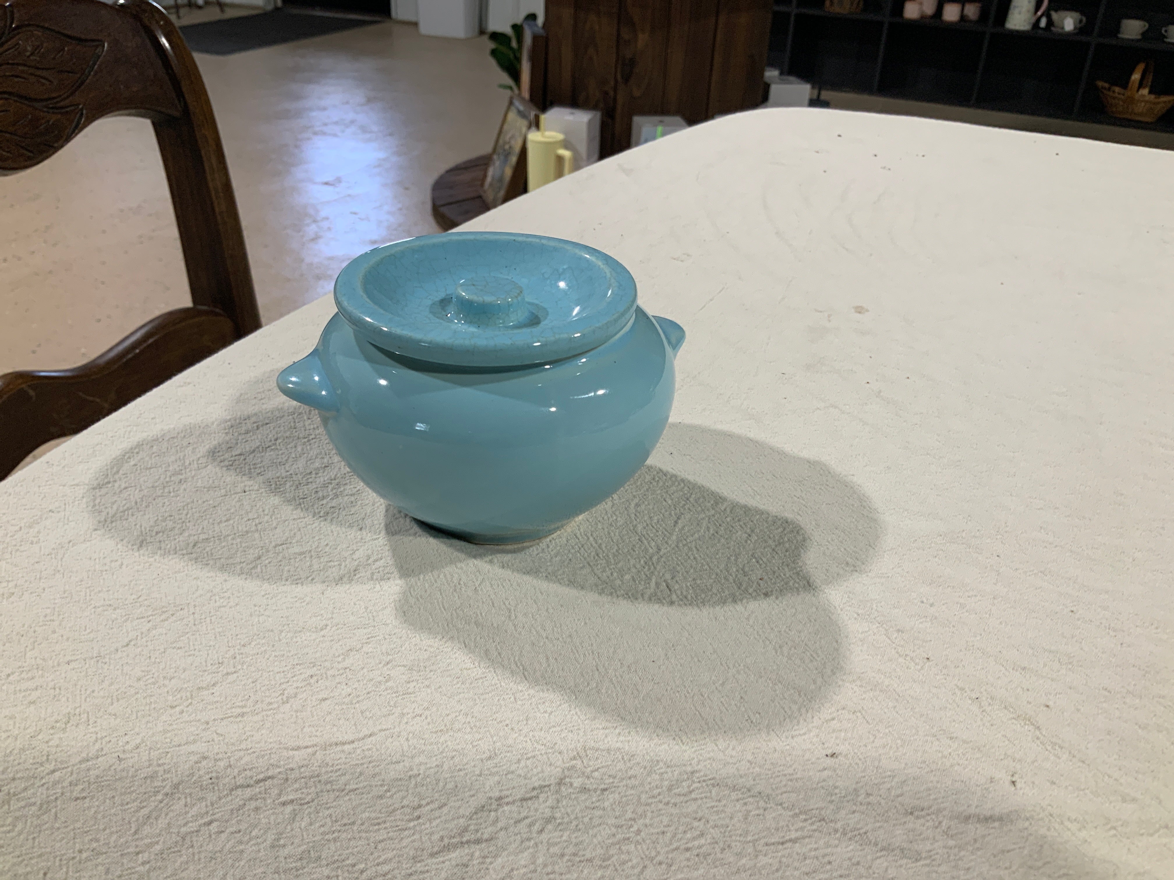Small blue vintage container