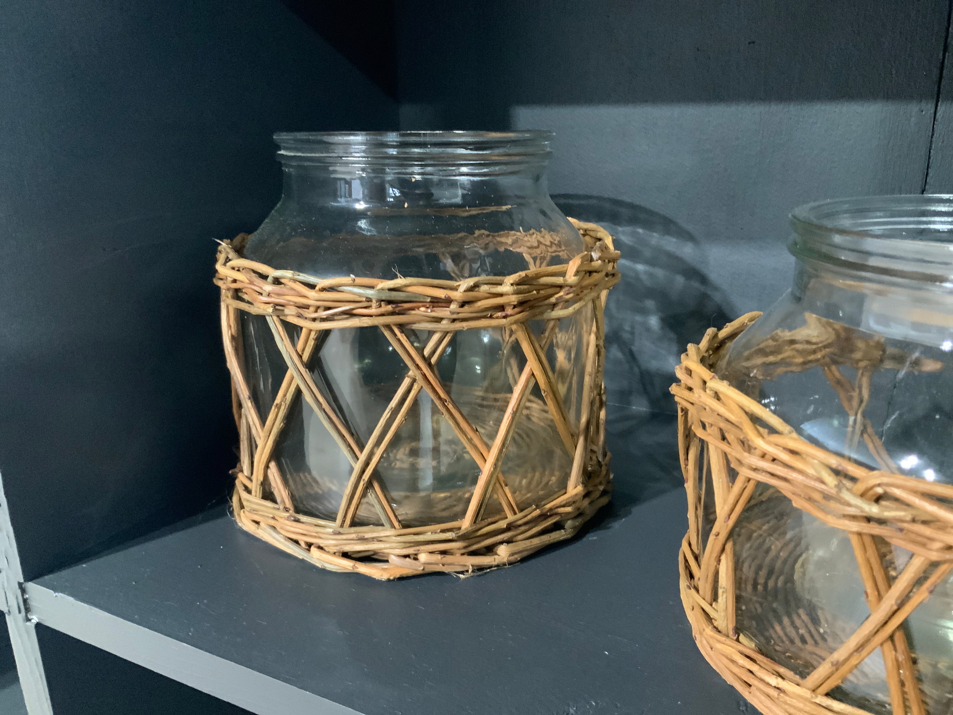 Glass and Woven Willow Canister- Xsmall