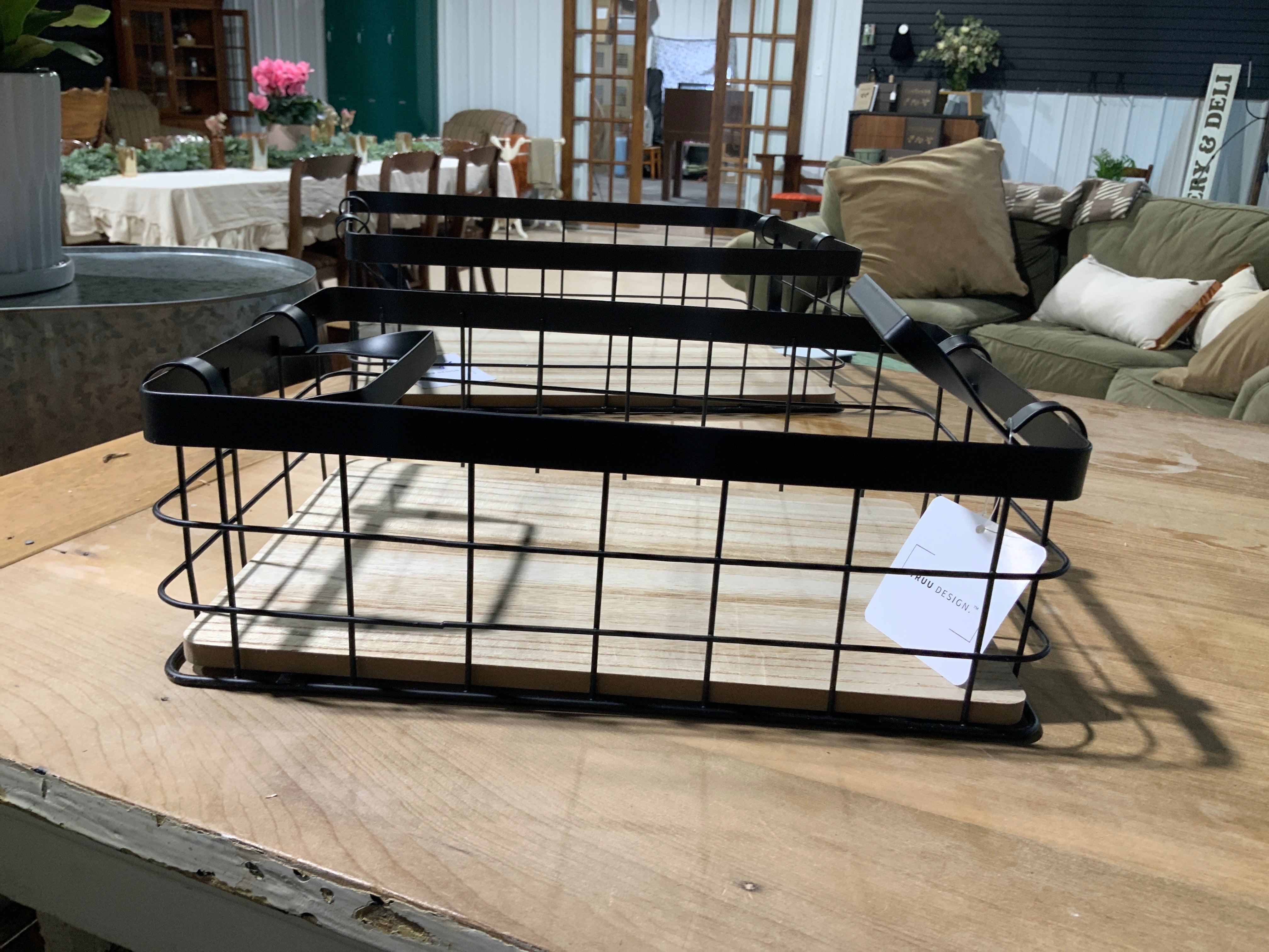 Metal and Wood Storage Basket- small