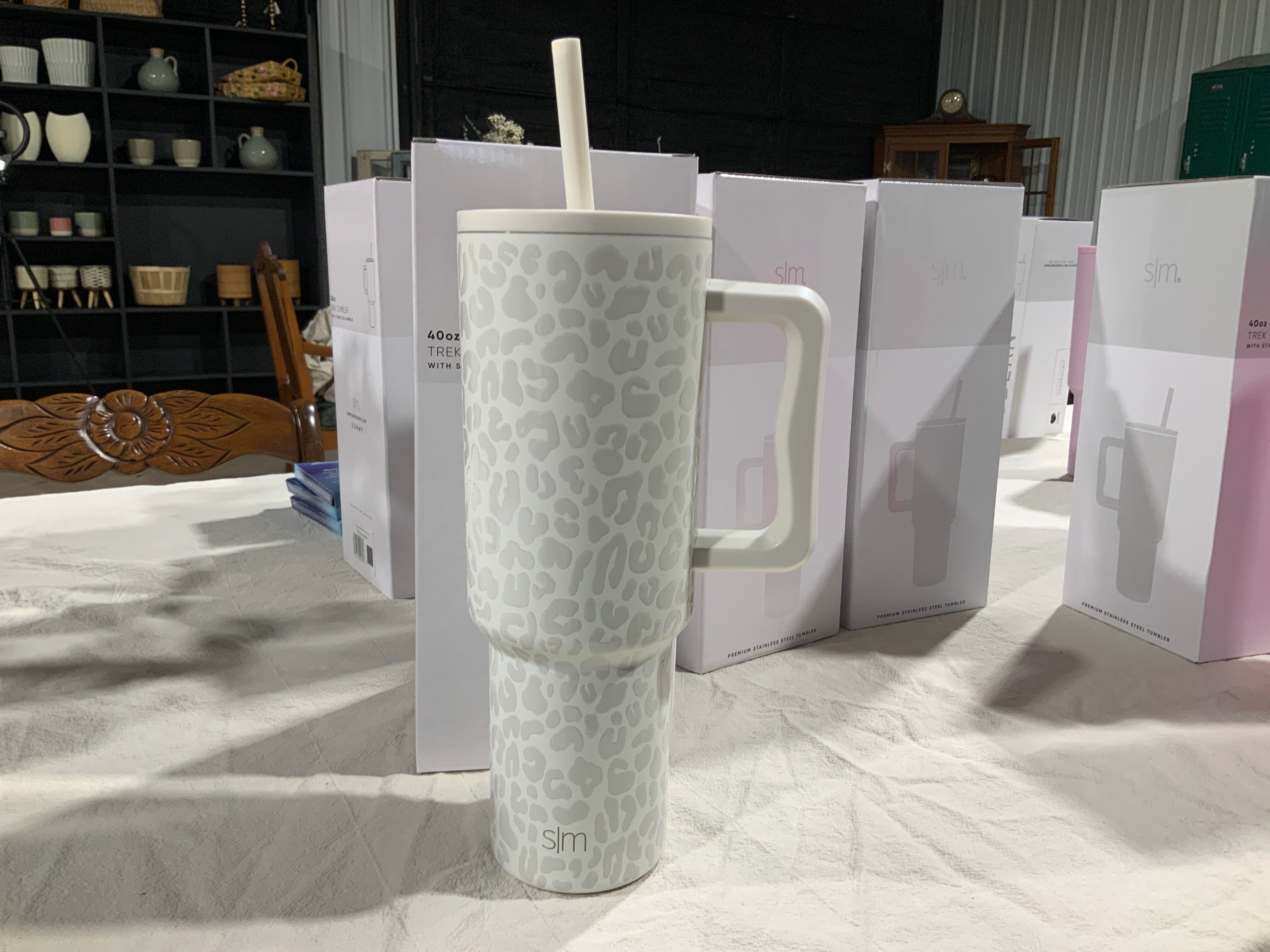 Cream Leopard patterned- 40oz Trek Tumbler