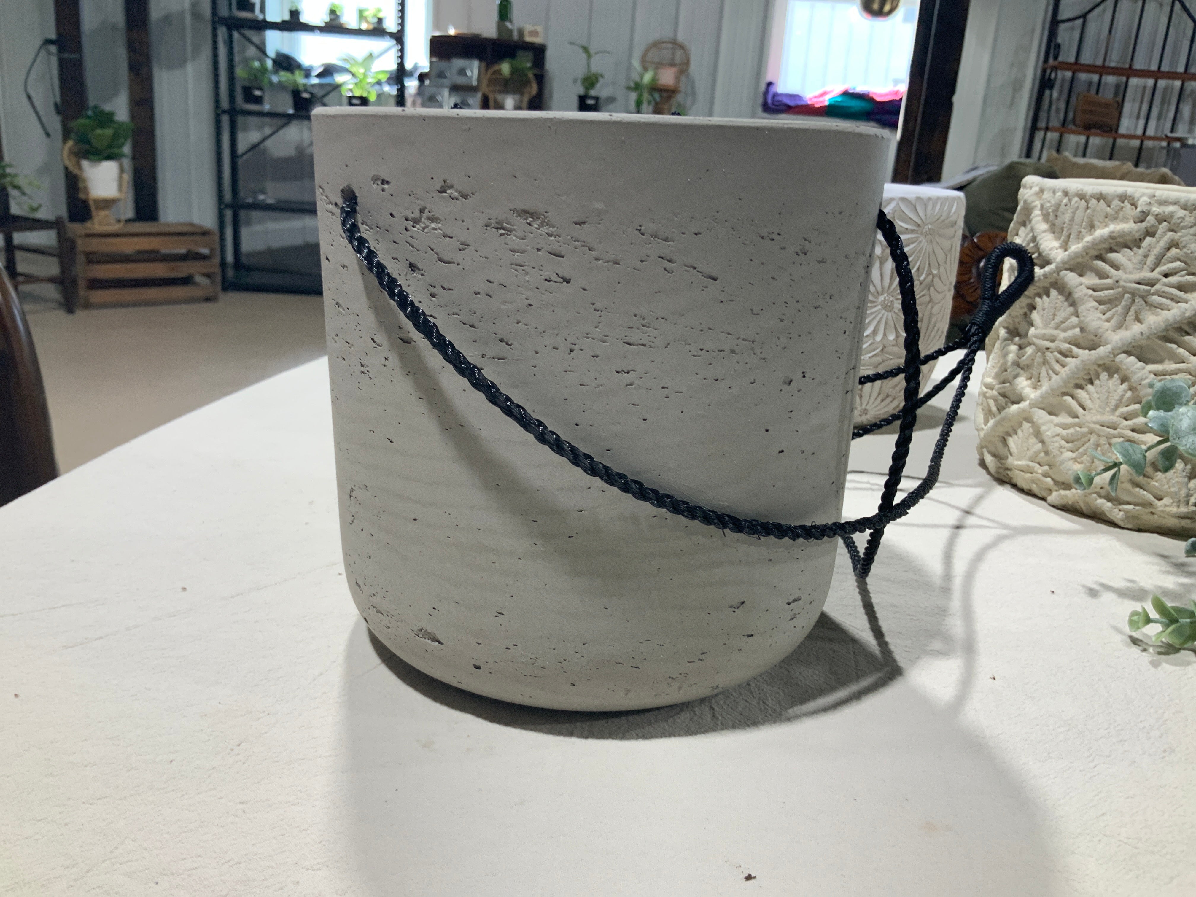Gray hanging planter