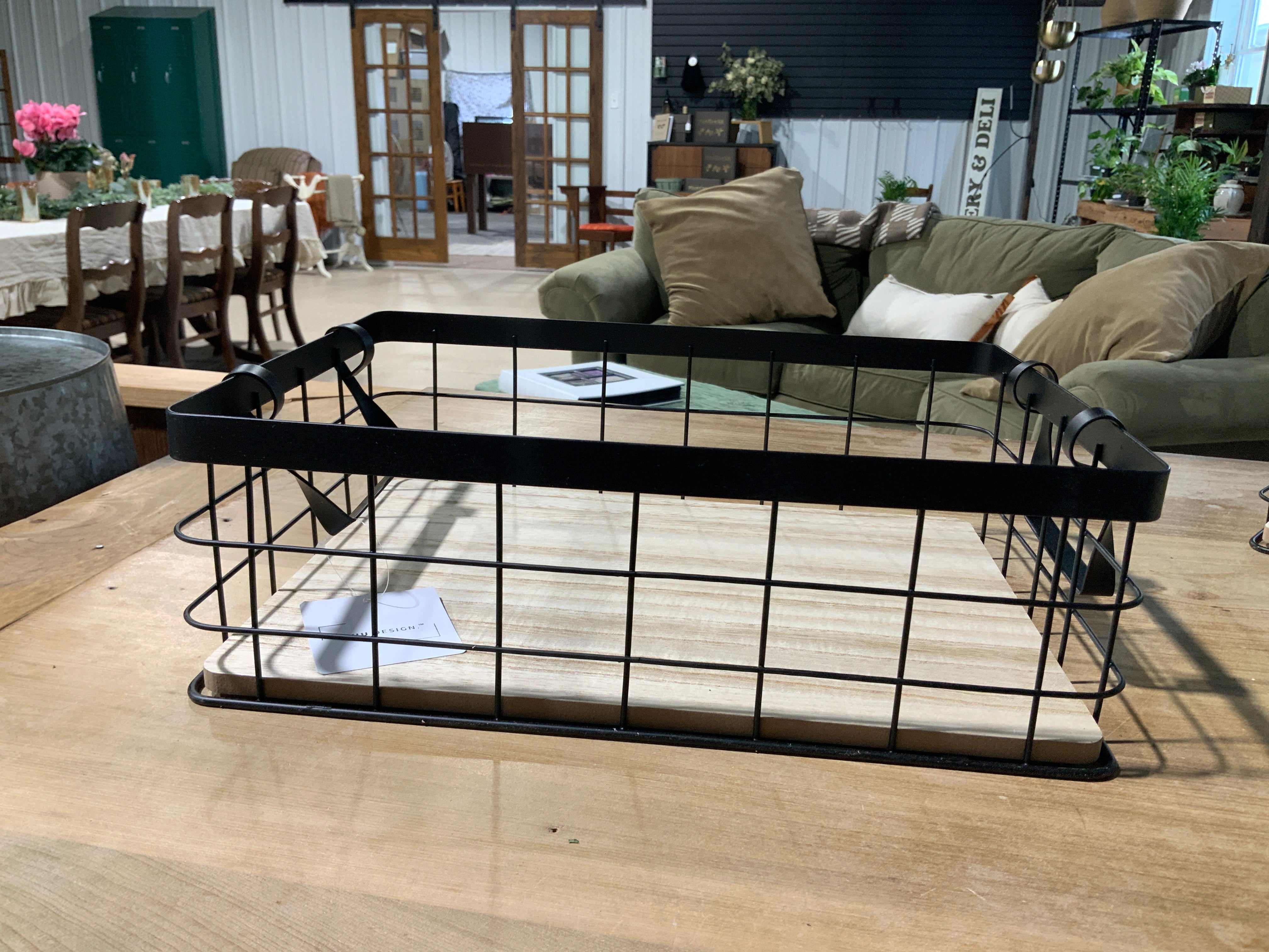 Metal and Wood Storage Basket- Large