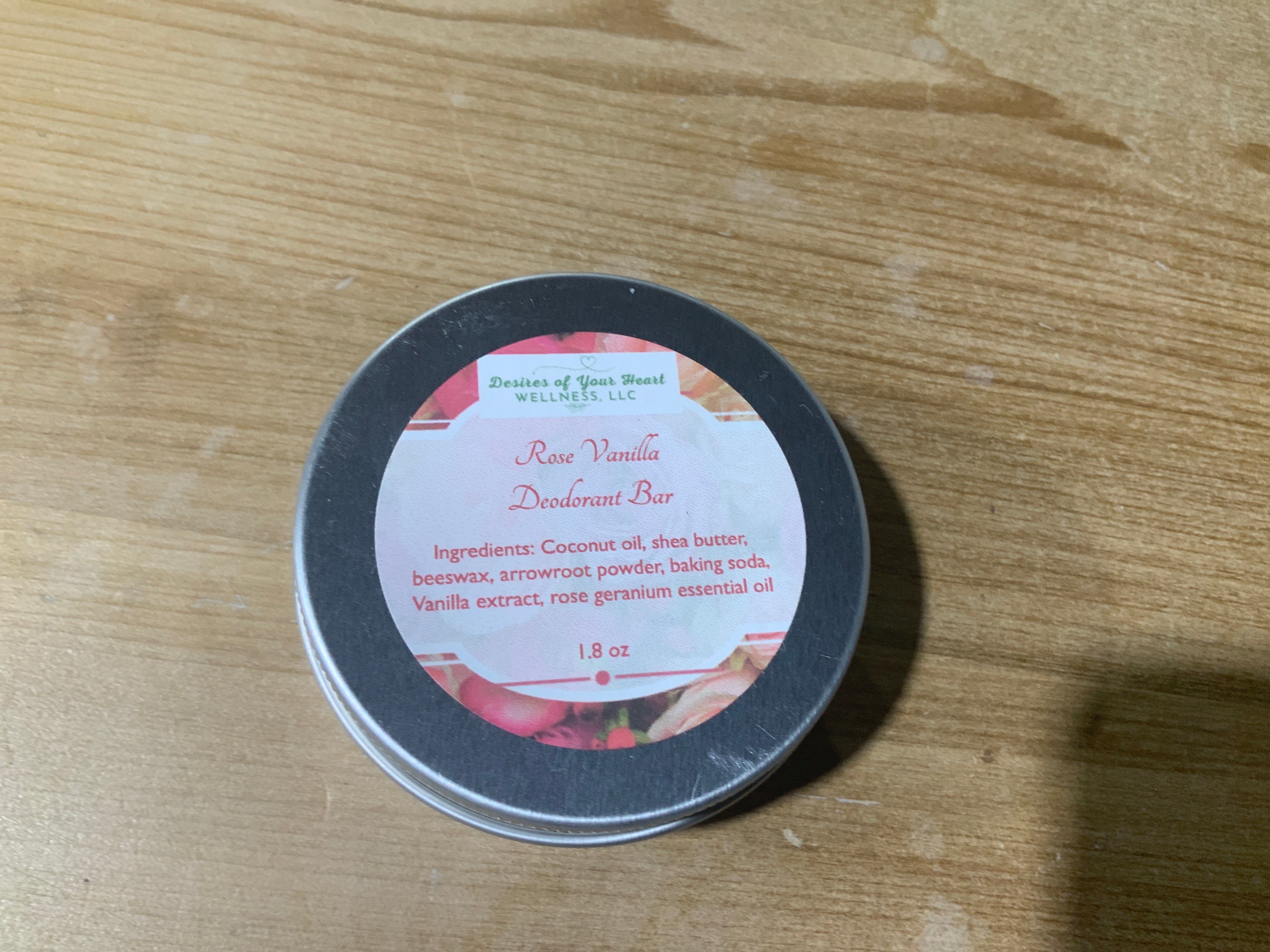 Deodorant bar- Rose Vanilla