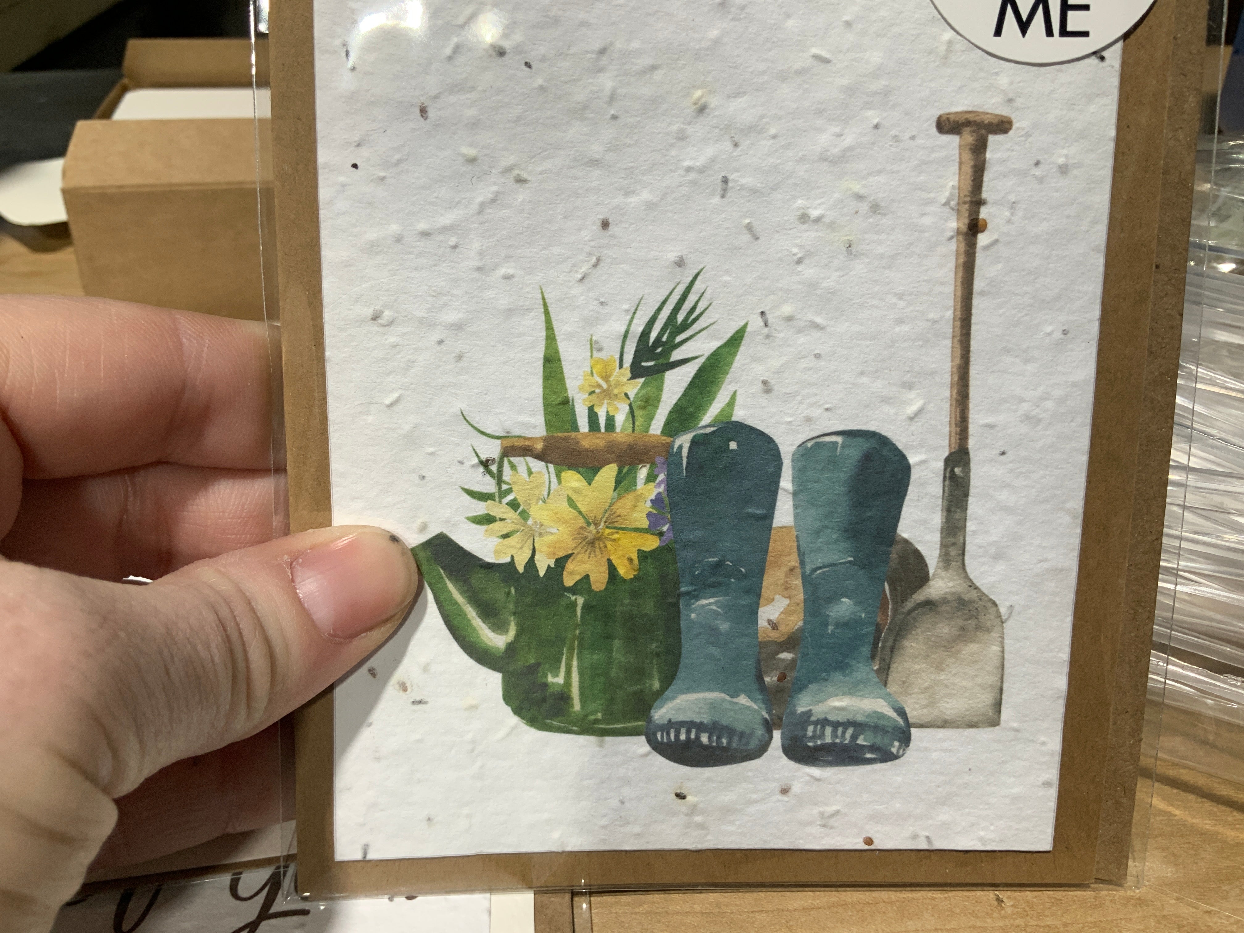 Plantable card- garden boots