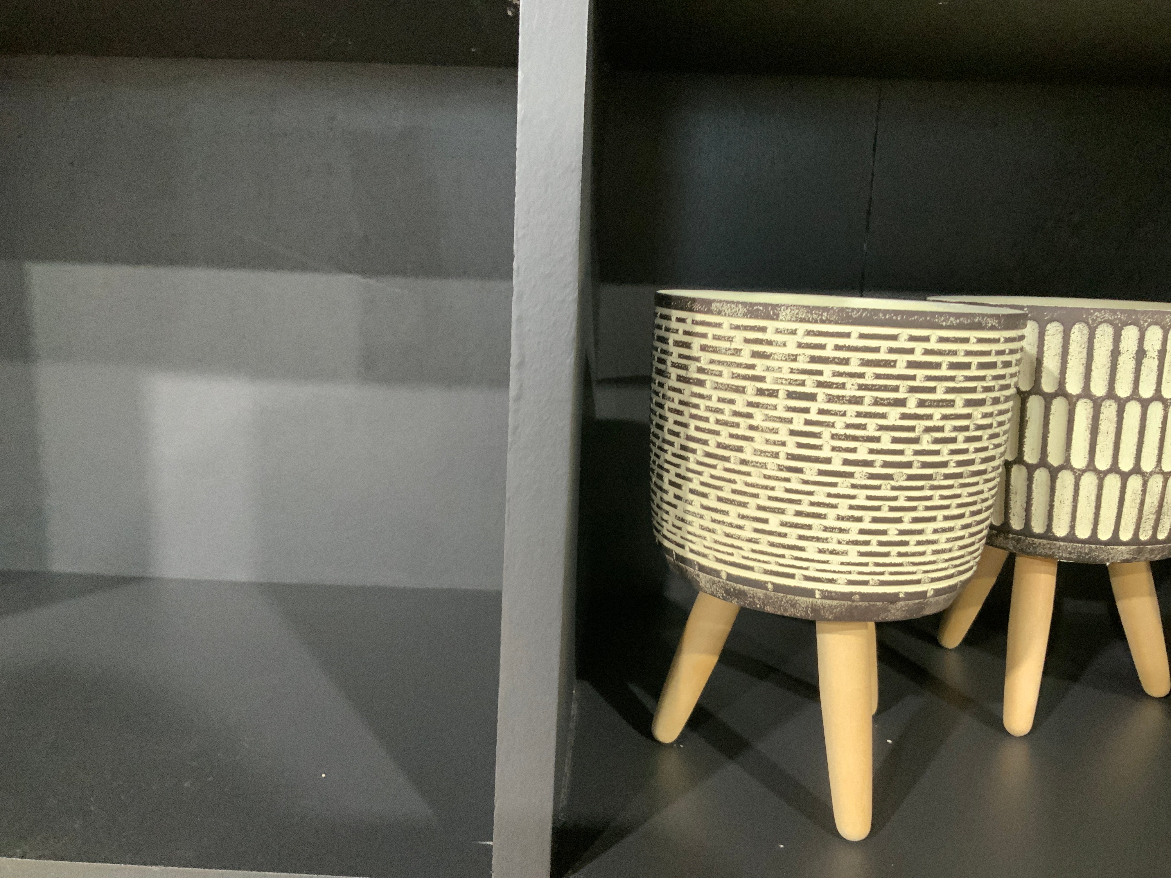 Ceramic Planter with Tripod Wood Legs