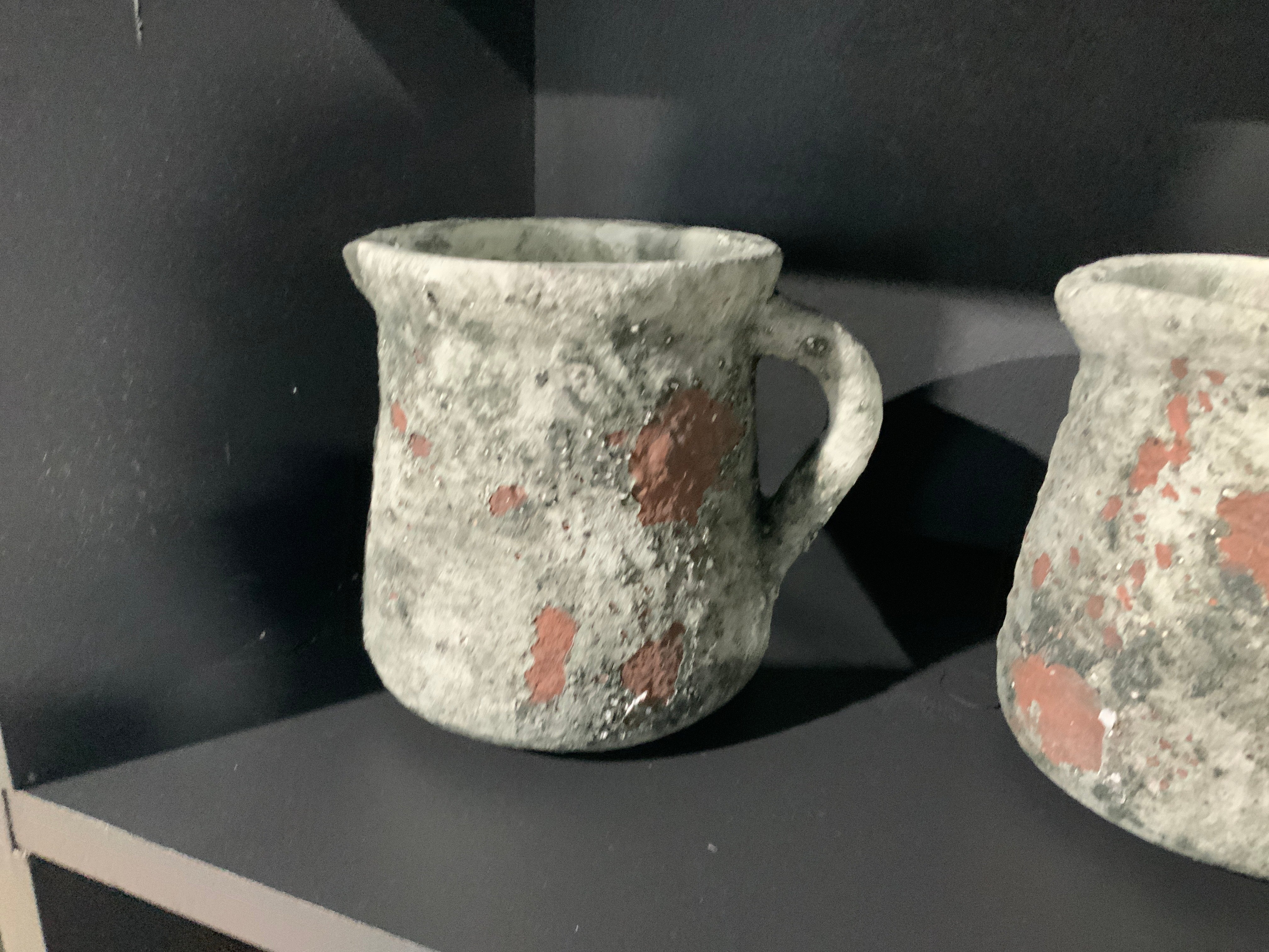 Cement Rustic Floral Jar