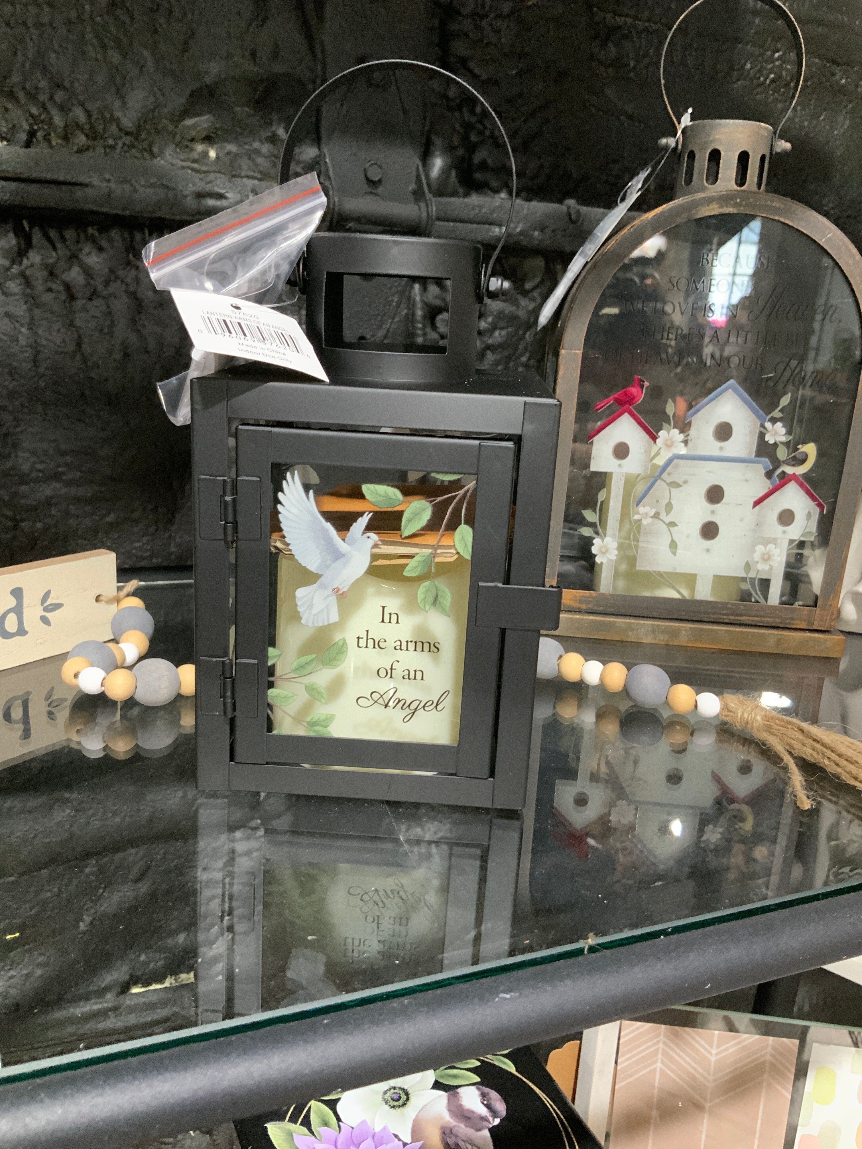 Carson small “in the arms of an angel” black lantern- 57620