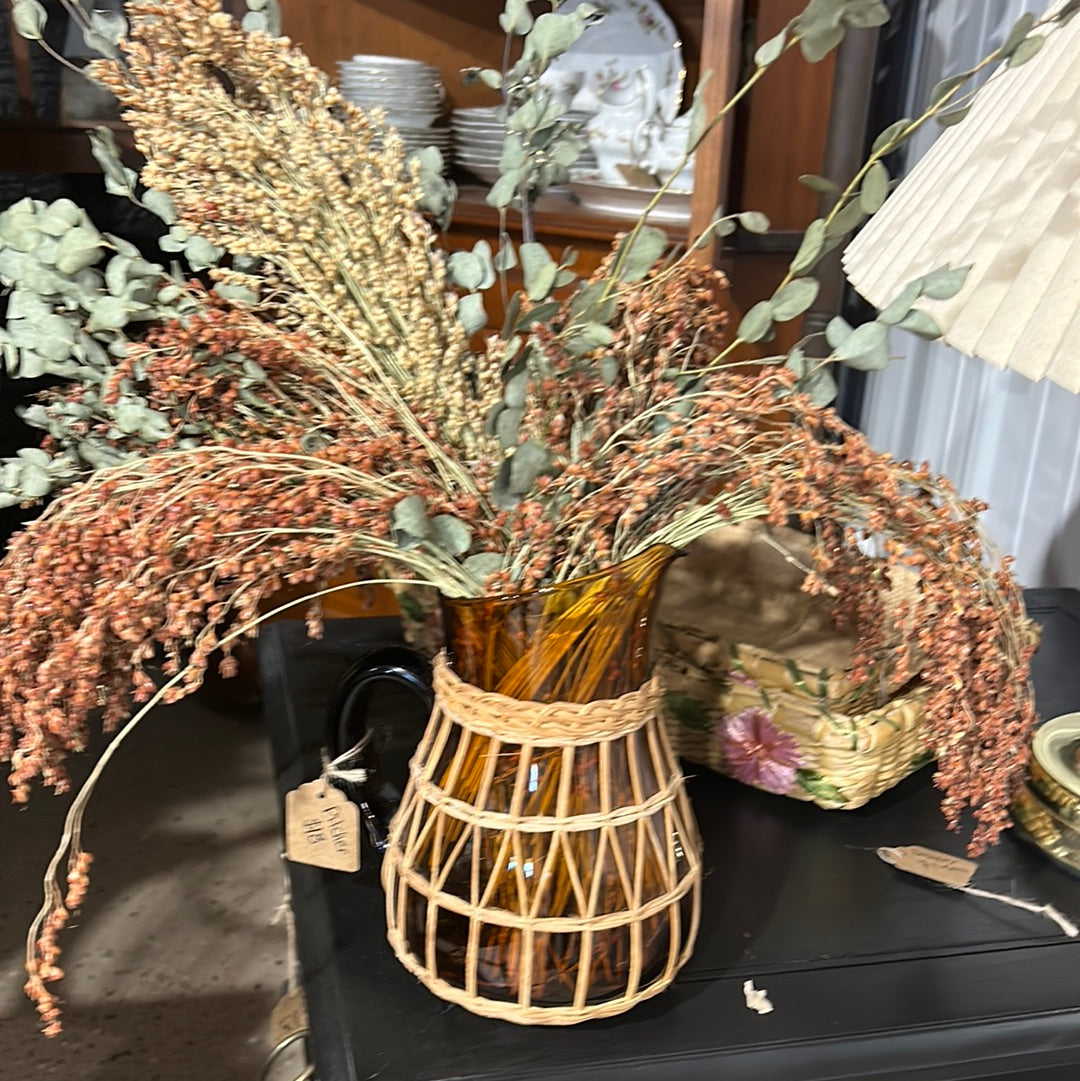 Woven Pitcher with Dried Flowers
