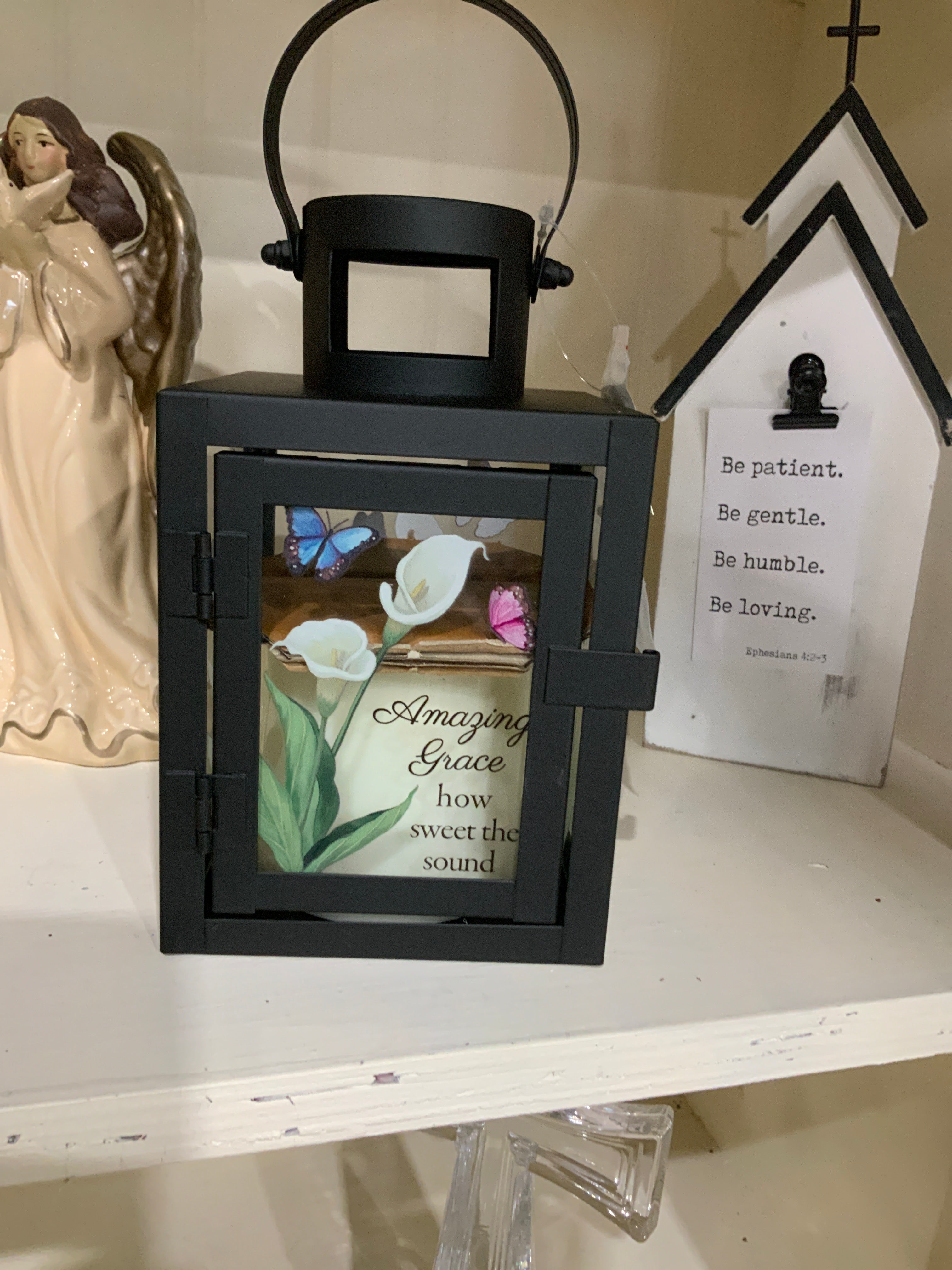 Carson small “amazing grace” black lantern- 57618