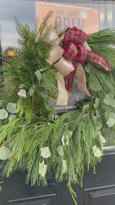Fresh evergreen full round wreath